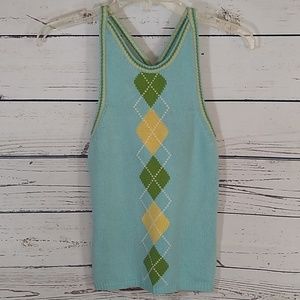 Vintage Y2K Argyle Sweater Tank Top